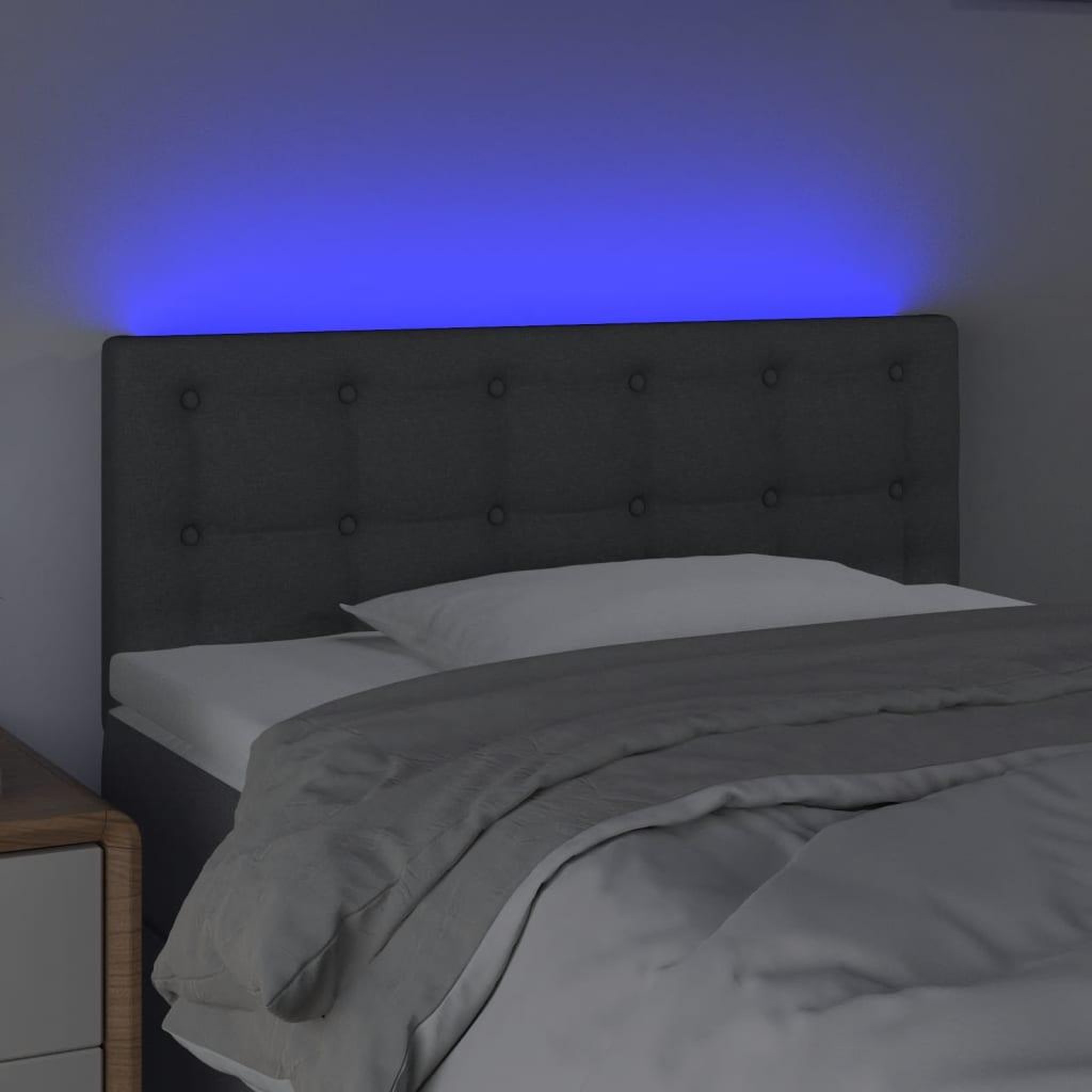 Voir la diapositive 3 : VIDAXL Tete de lit a LED Gris fonce 80x5x78/88 cm Tissu