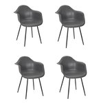 TOILINUX Lot de 4 fauteuils GUSTAV. Coloris disponibles : Bleu, Gris, Noir