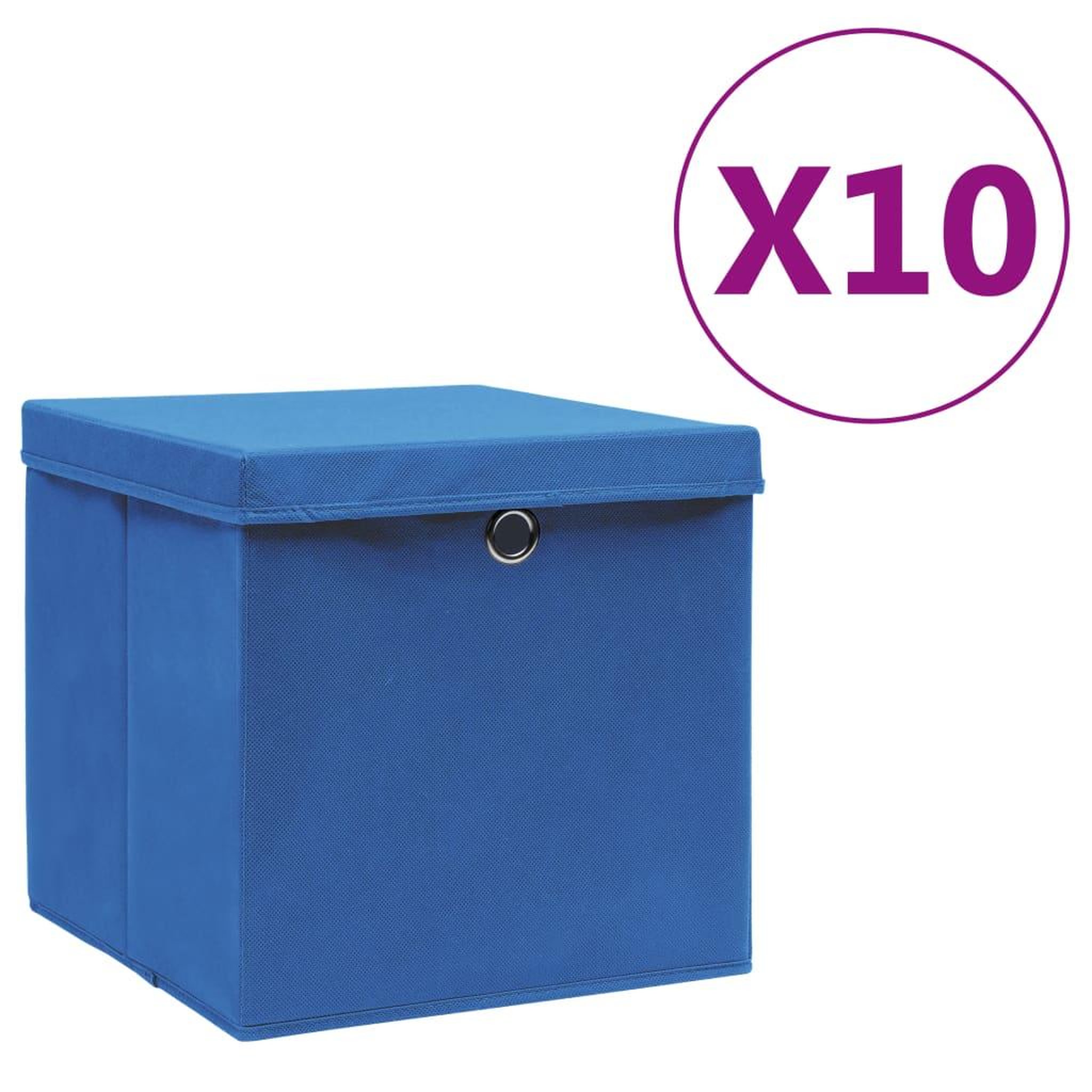 Voir la diapositive 1 : VIDAXL Boîtes de rangement avec couvercles 10 pcs 28x28x28 cm Bleu