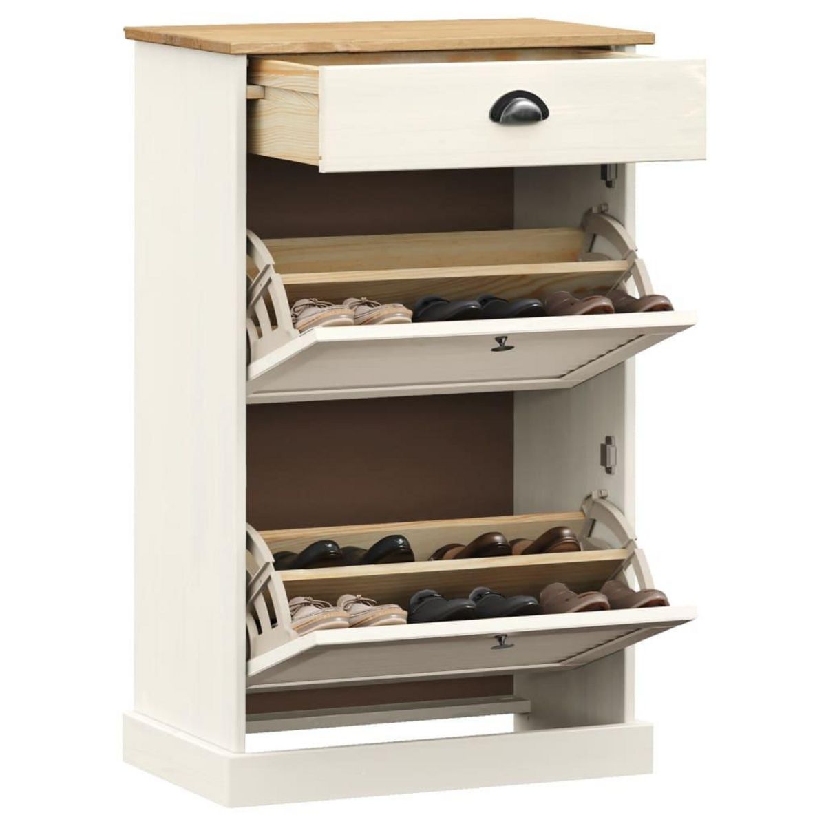 VIDAXL Armoire a chaussures VIGO 60x35x96 cm blanc bois massif de pin