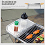 Voir la diapositive 5 : OUTSUNNY Barbecue à charbon portable BBQ grill sur pieds 2 tablettes rabattables dim. 93L x 30l x 60H cm acier inox.