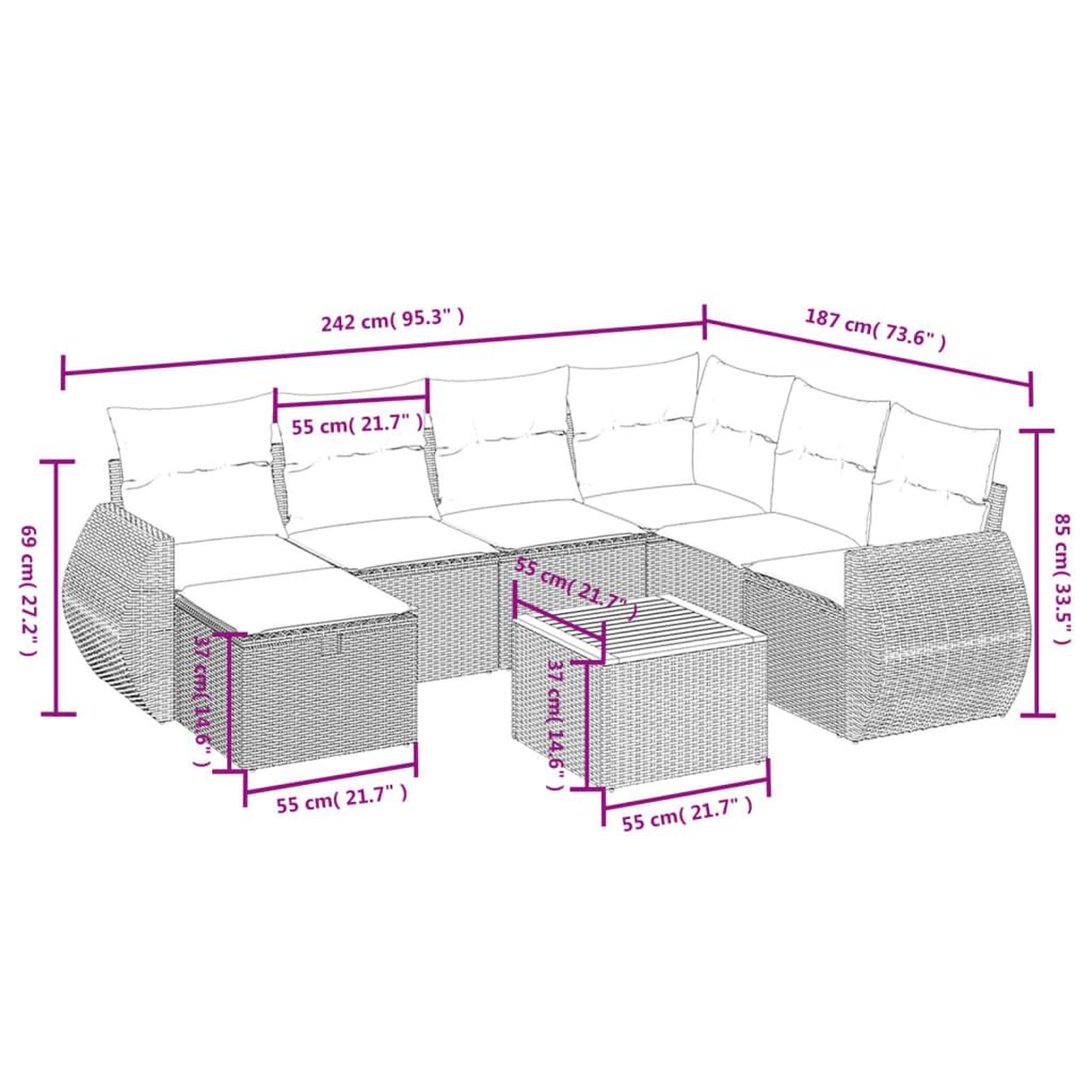Voir la diapositive 4 : VIDAXL Salon de jardin 8 pcs avec coussins noir resine tressee