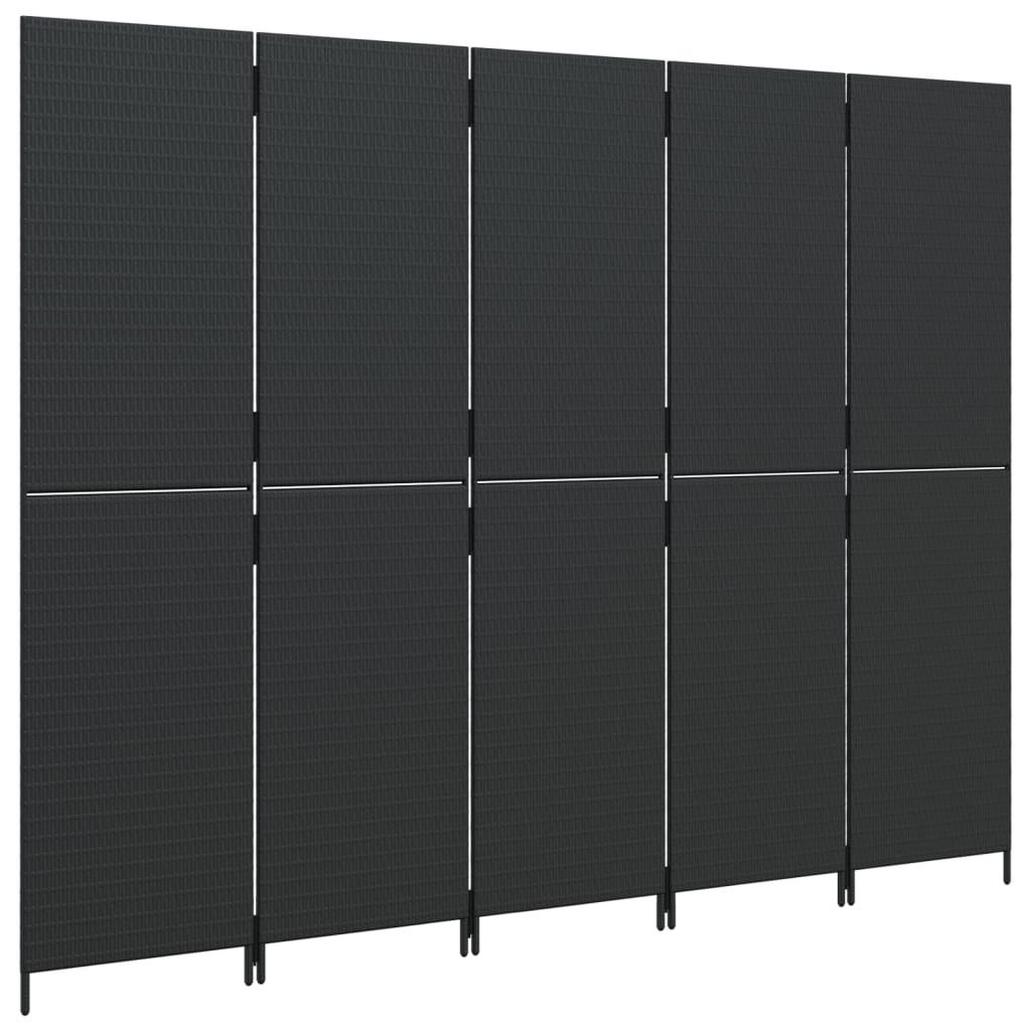 Voir la diapositive 4 : VIDAXL Cloison de separation 5 panneaux noir resine tressee