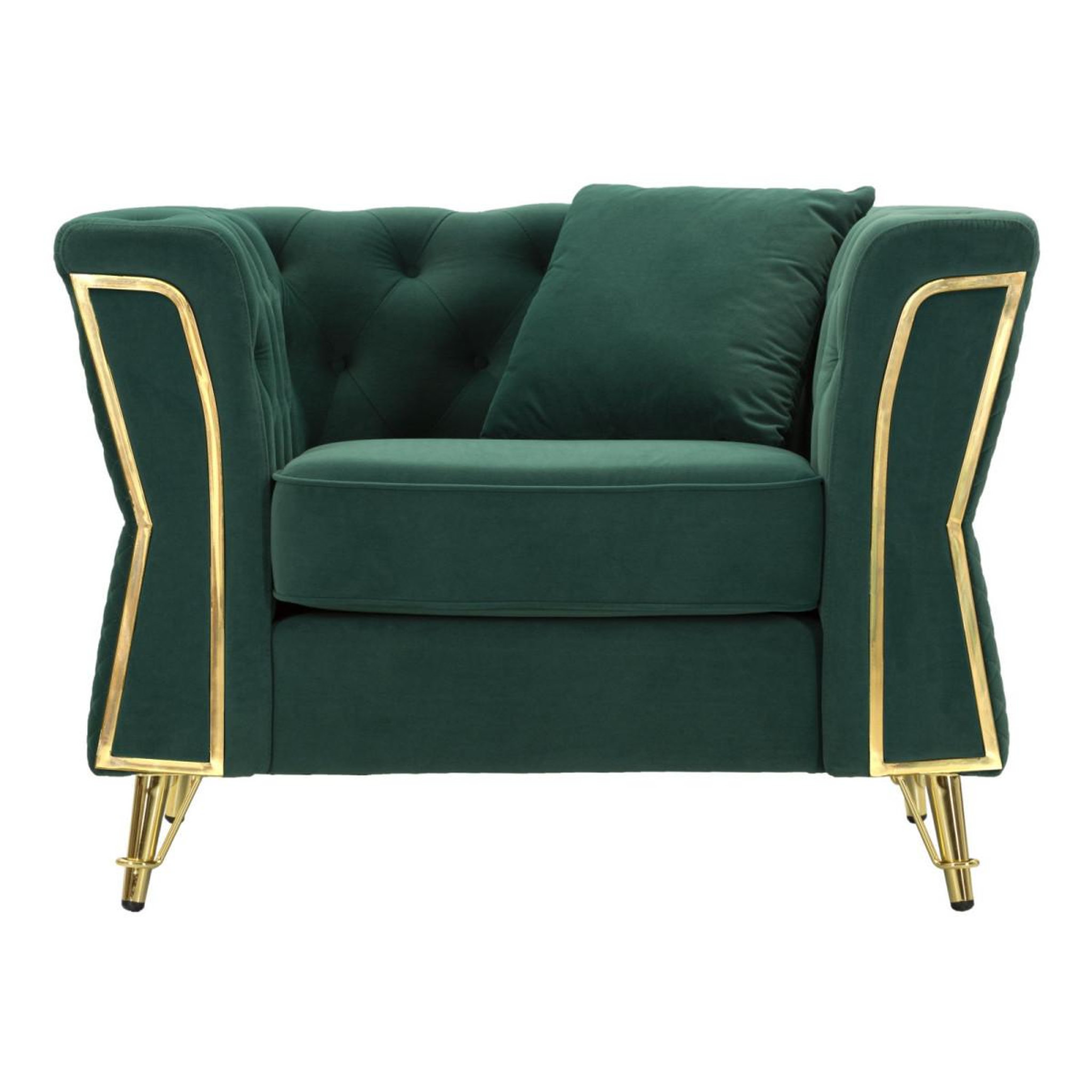 Voir la diapositive 2 : Paris Prix Fauteuil en velours capitonné  emy  104cm vert