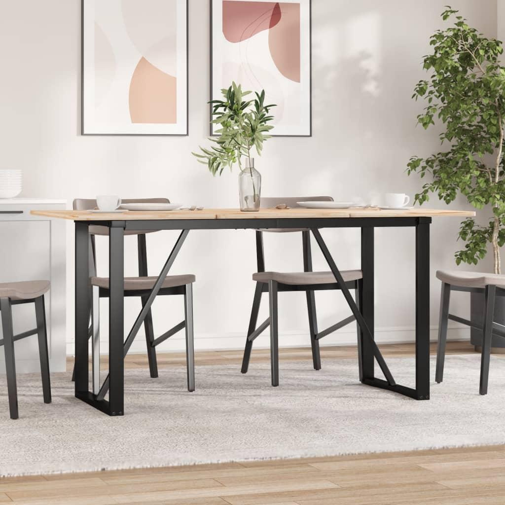 Voir la diapositive 3 : VIDAXL Pieds de table a manger cadre en O 140x60x73 cm acier