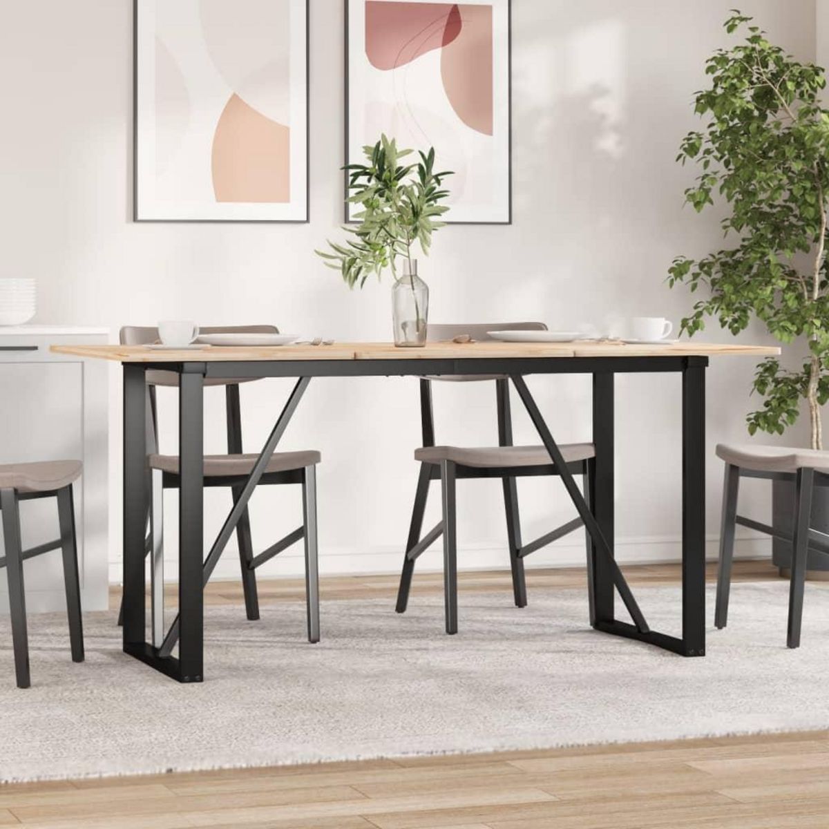 VIDAXL Pieds de table a manger cadre en O 140x60x73 cm acier
