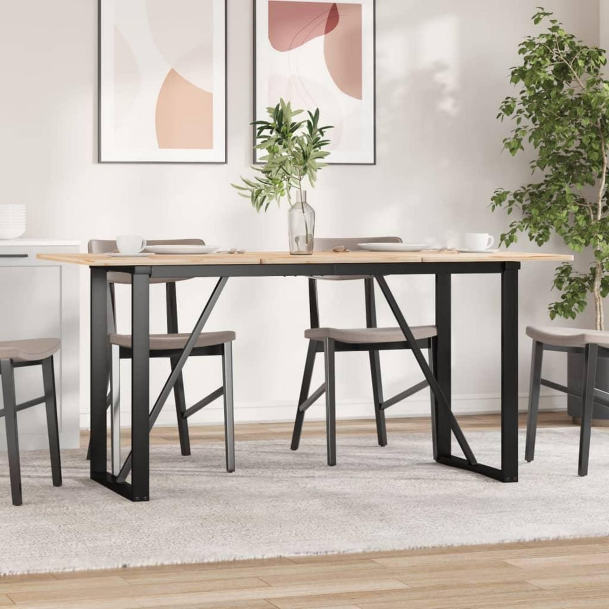 VIDAXL Pieds de table a manger cadre en O 140x60x73 cm acier