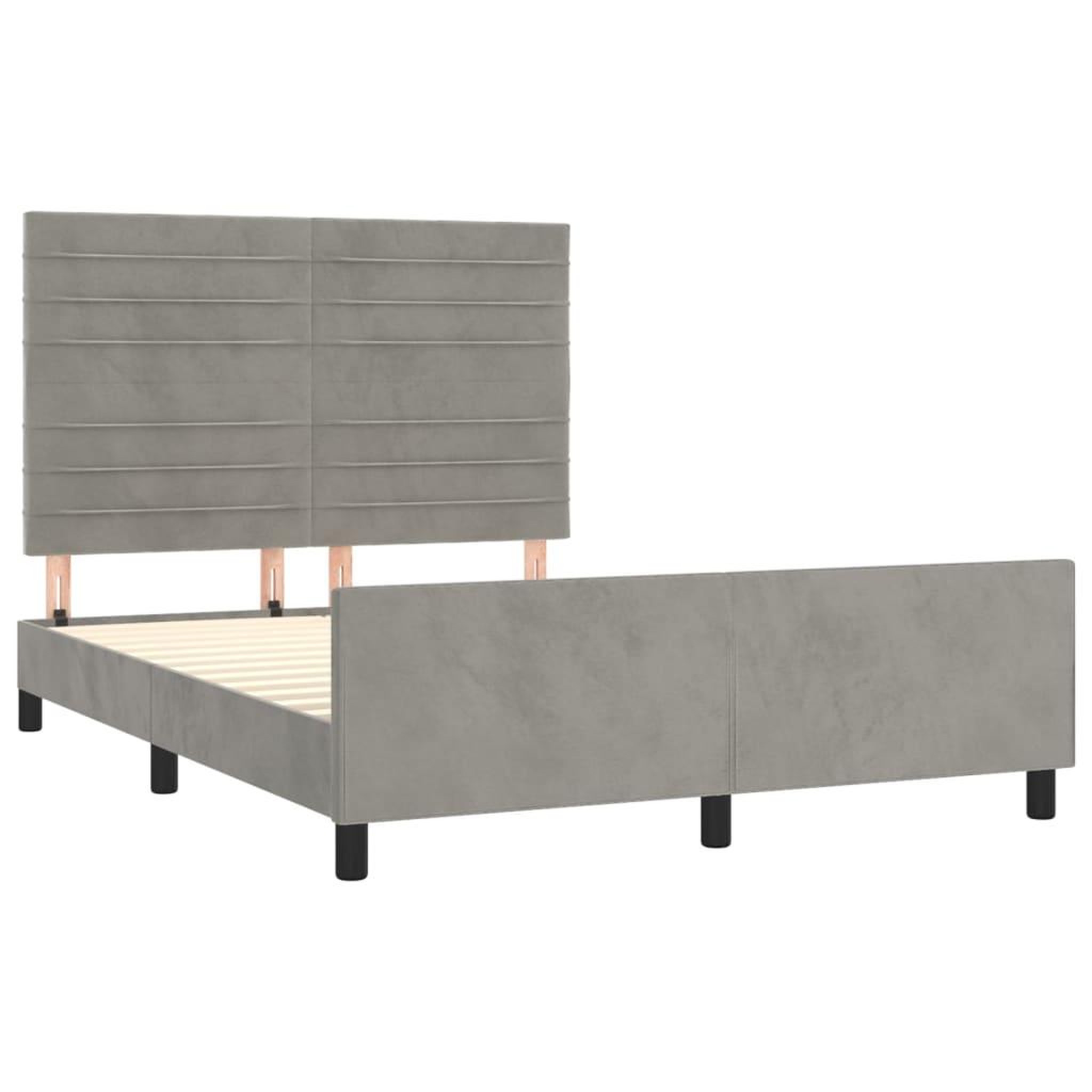 Voir la diapositive 4 : VIDAXL Cadre de lit sans matelas gris clair 140x190 cm velours