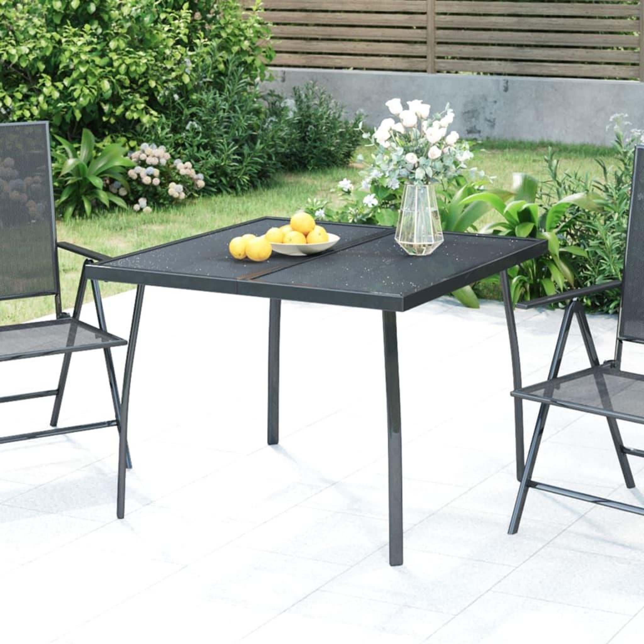 Voir la diapositive 1 : VIDAXL Table de jardin anthracite 100x100x72 cm Treillis d'acier