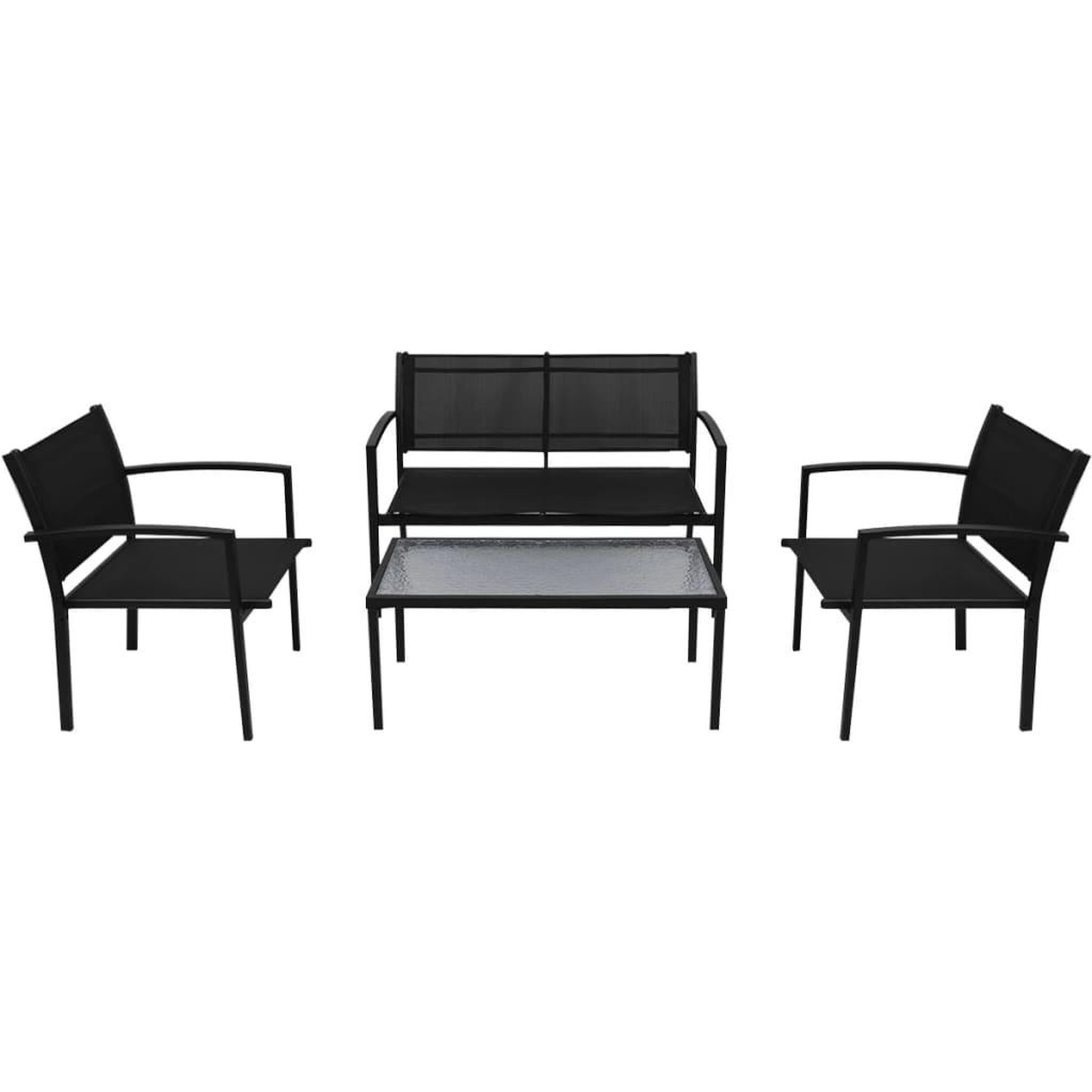 Voir la diapositive 2 : VIDAXL Salon de jardin 4 pcs textilene noir