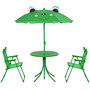 Voir la diapositive 2 : OUTSUNNY Ensemble salon de jardin enfant 4 pcs design grenouille - table ronde + 2 chaises pliables + parasol - métal époxy oxford vert