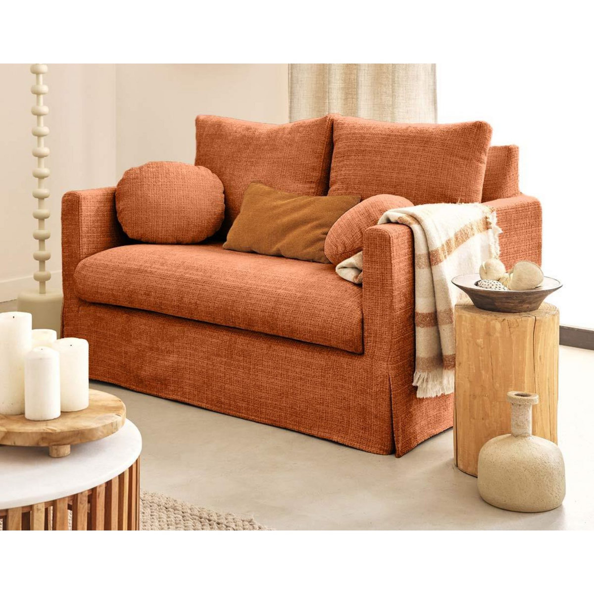 LISA DESIGN Serena - canapé droit déhoussable 2 places en velours texturé