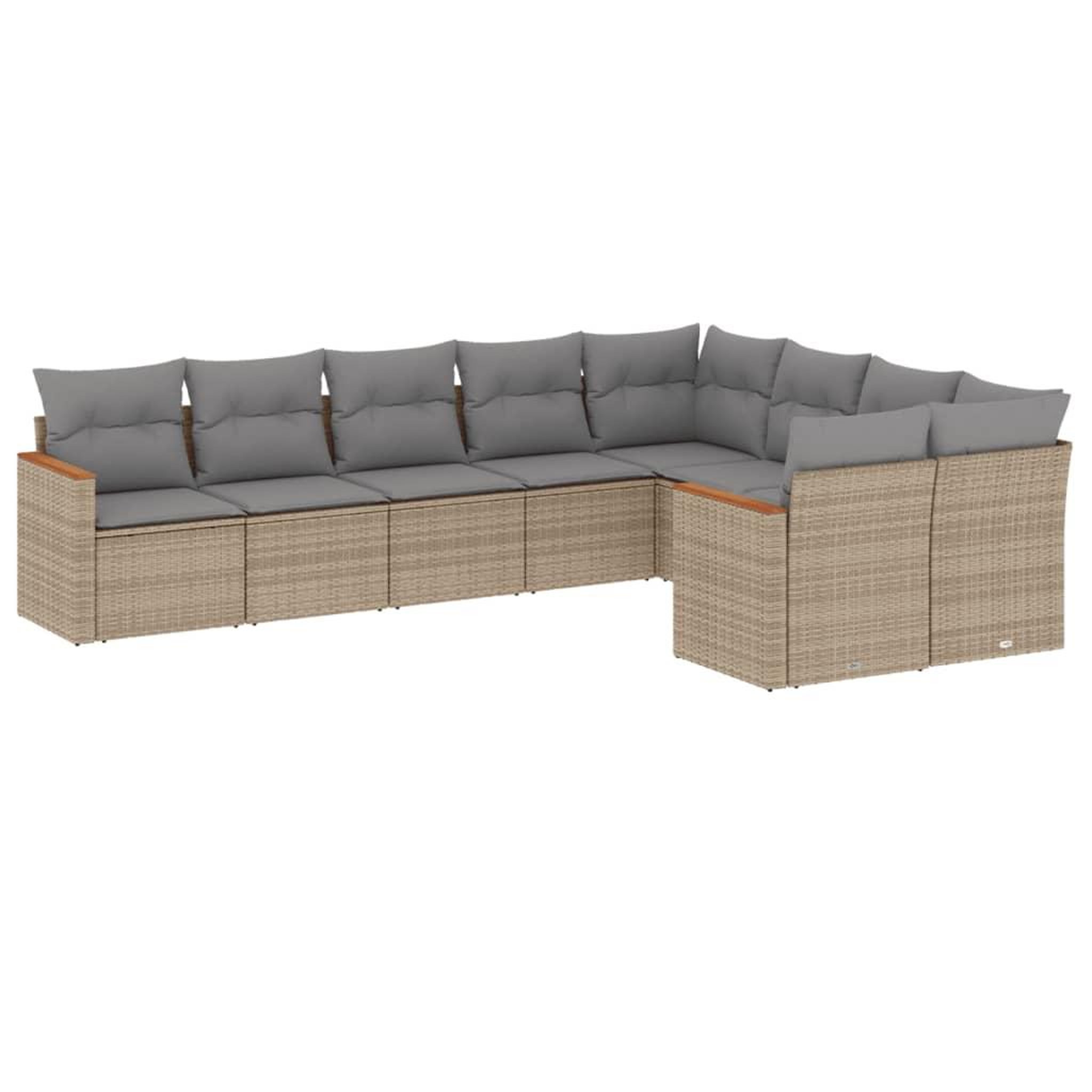 Voir la diapositive 2 : VIDAXL Salon de jardin avec coussins 9pcs melange beige resine tressee