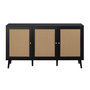 Voir la diapositive 1 : BEST MOBILIER Goto - buffet bas - noir et cannage - 3 portes - 140 cm