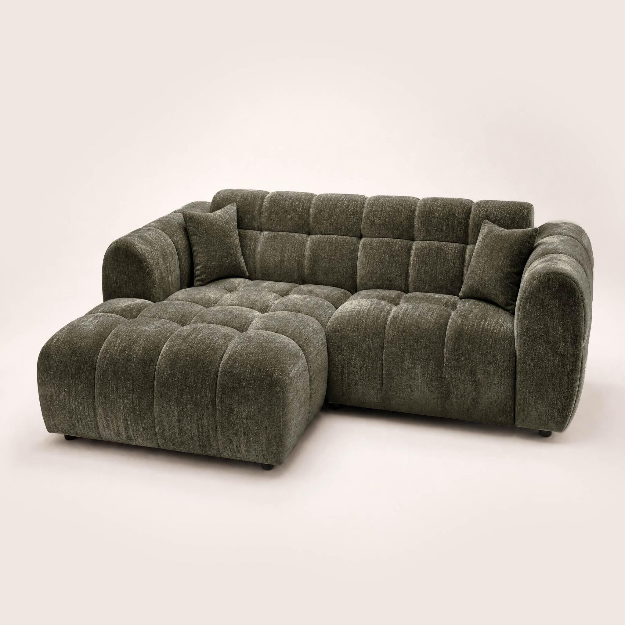 Voir la diapositive 3 : BEST MOBILIER Mini ray - canapé d'angle gauche 4 places en tissu texturé