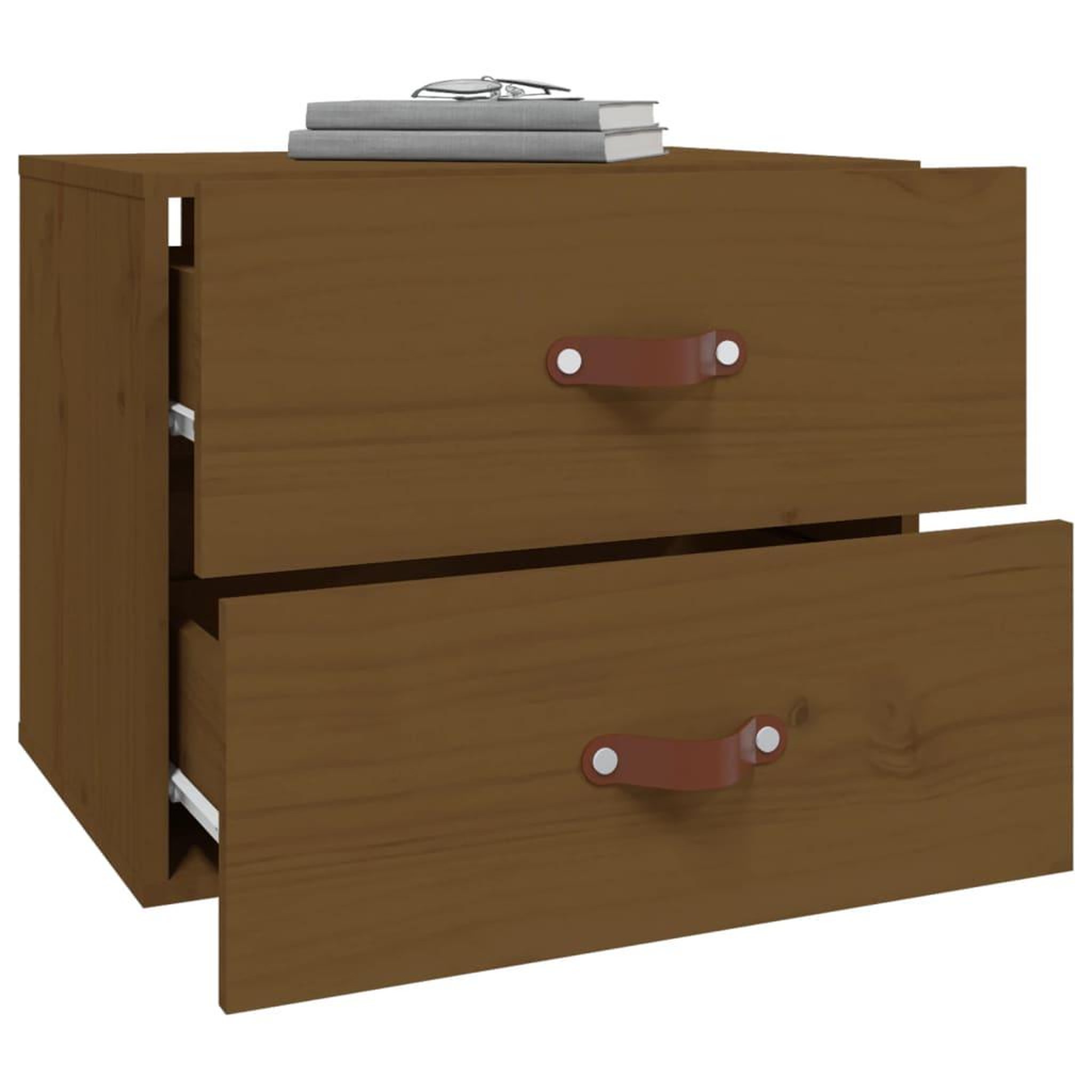 Voir la diapositive 5 : VIDAXL Table de chevet murale Marron miel 50x36x40 cm