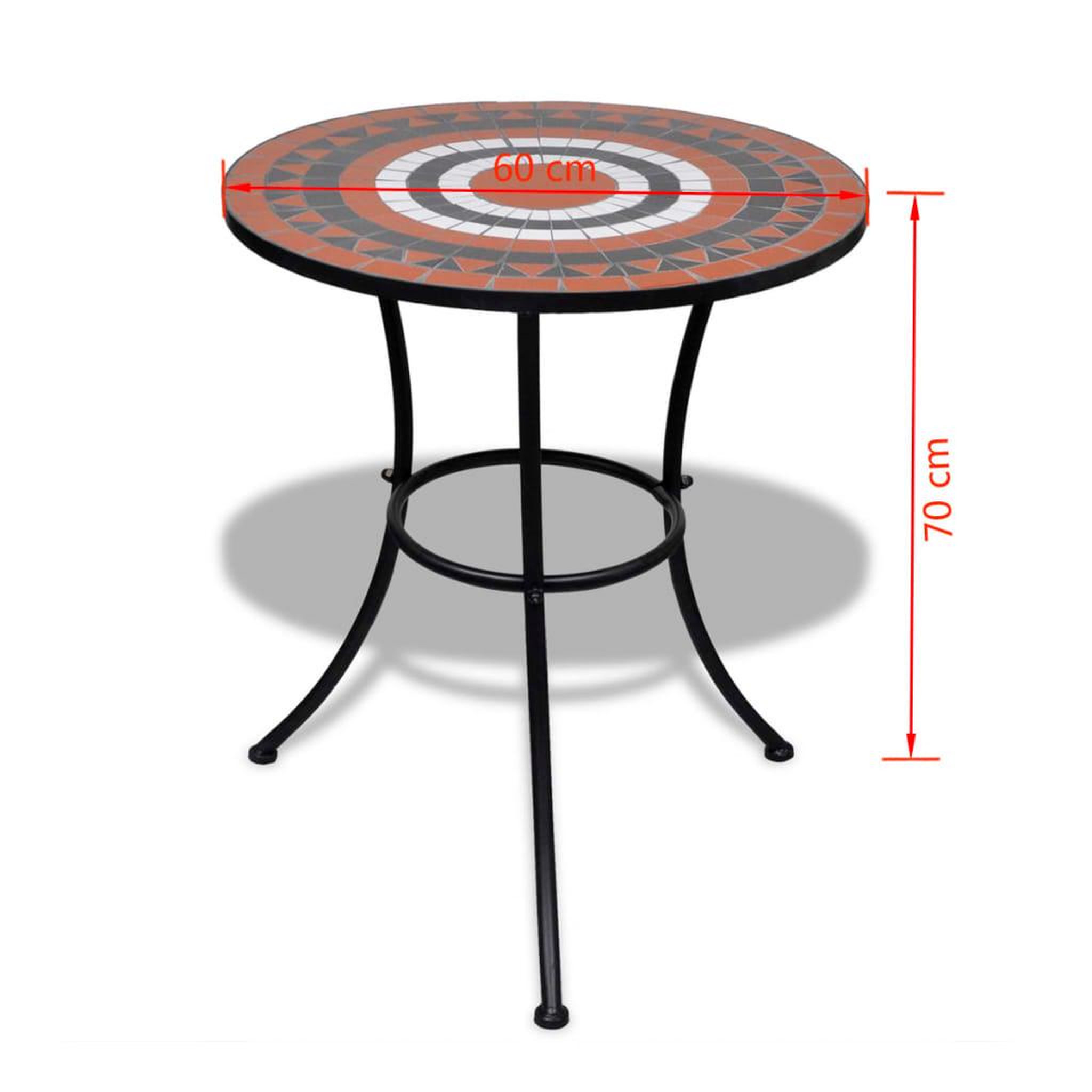 Voir la diapositive 6 : VIDAXL Table de bistro Terre cuite et blanc 60 cm Mosaïque