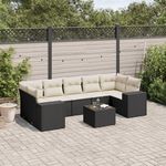 VIDAXL Salon de jardin 8 pcs avec coussins noir resine tressee