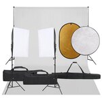 VIDAXL Kit de studio photo avec eclairage toile de fond et reflecteur