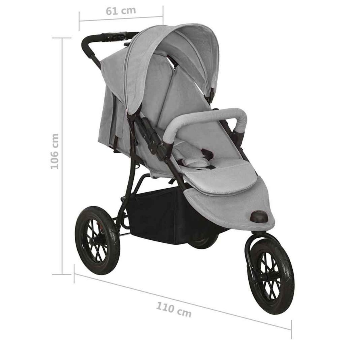 VIDAXL Poussette pour bebe Gris clair Acier