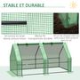 Voir la diapositive 6 : OUTSUNNY Mini serre de jardin serre à tomates dim. 180L x 90l x 90H cm acier PE haute densité 140 g/m² anti-UV 2 fenêtres zippées enroulables vert