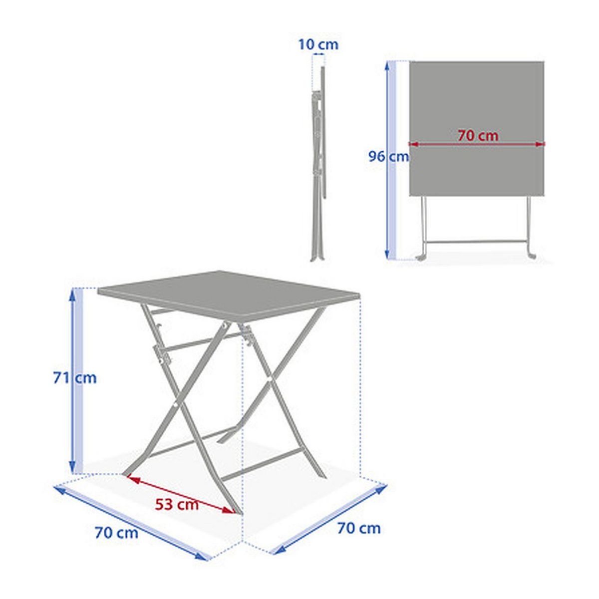 HESPERIDE Table de jardin pliante carrée 2 places GREENSBORO - Lie de vin