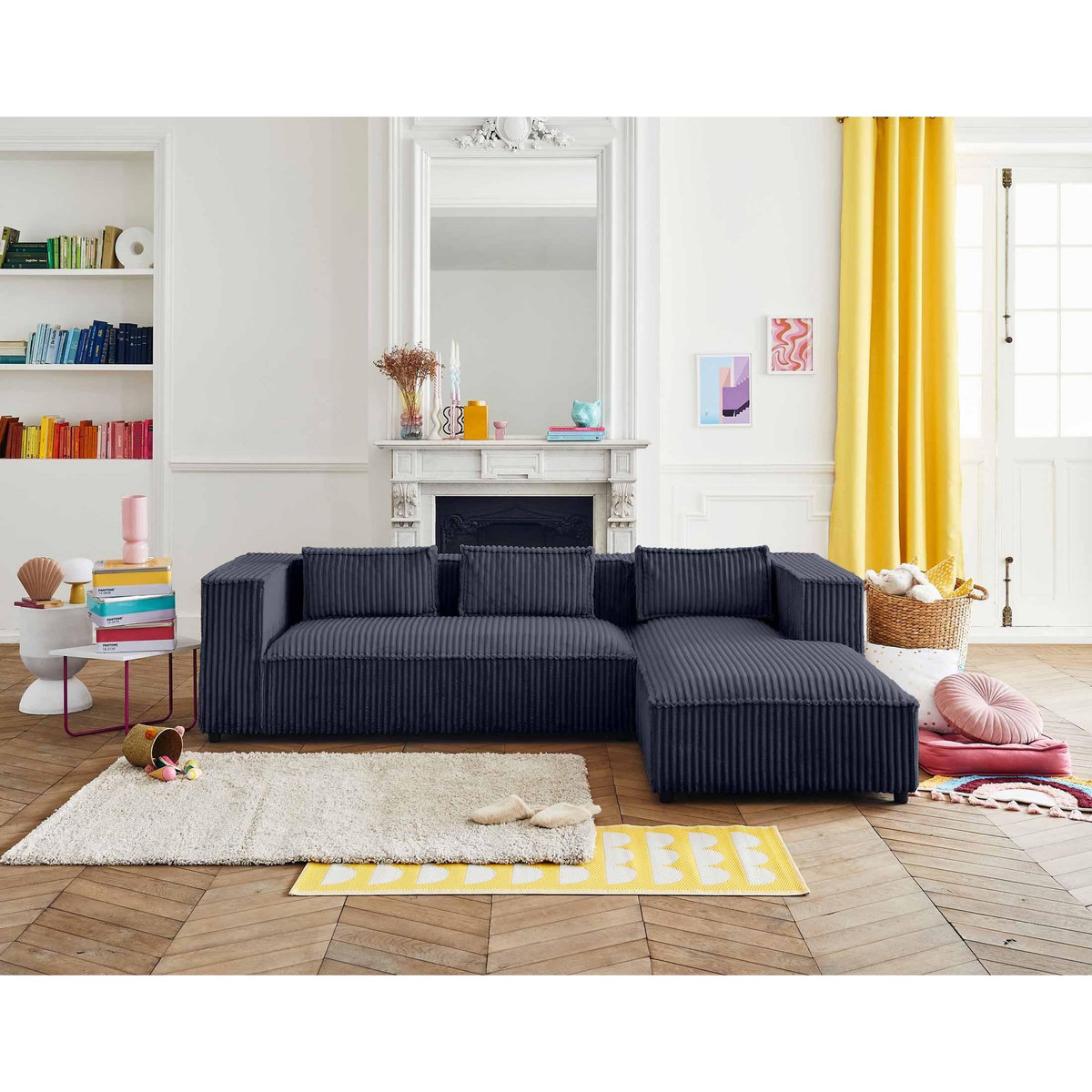 LISA DESIGN Stella - canapé d'angle droit - 4 places - en velours côtelé grosses côtes