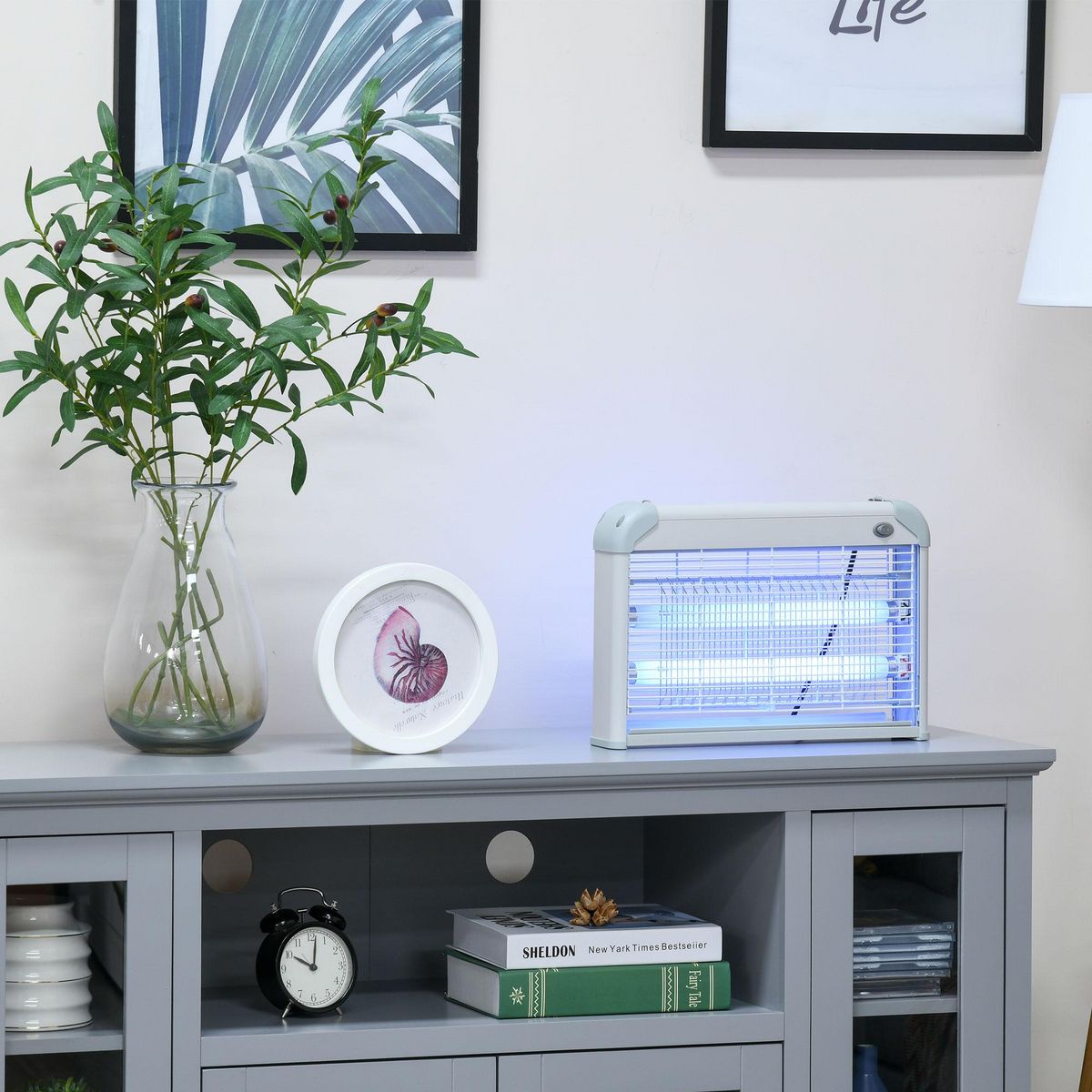 OUTSUNNY Outsunny Lampe UV anti-insectes anti moustique tue mouche électrique destructeur d'insectes 20 W gris