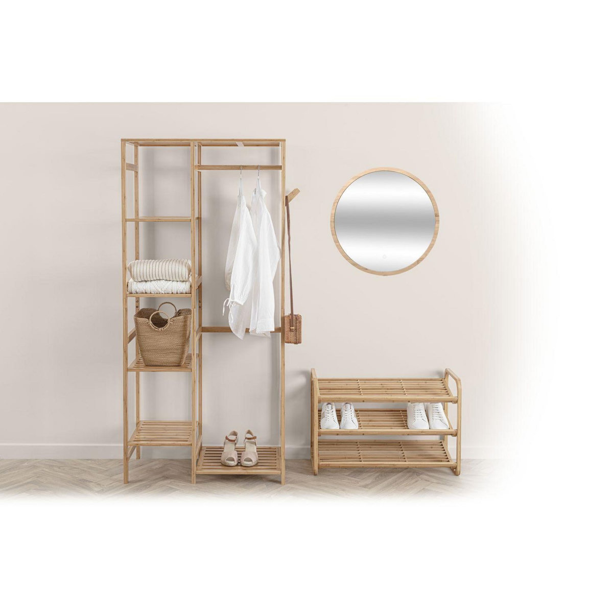 FIVE Range chaussures 3 étagères en bambou - Marron