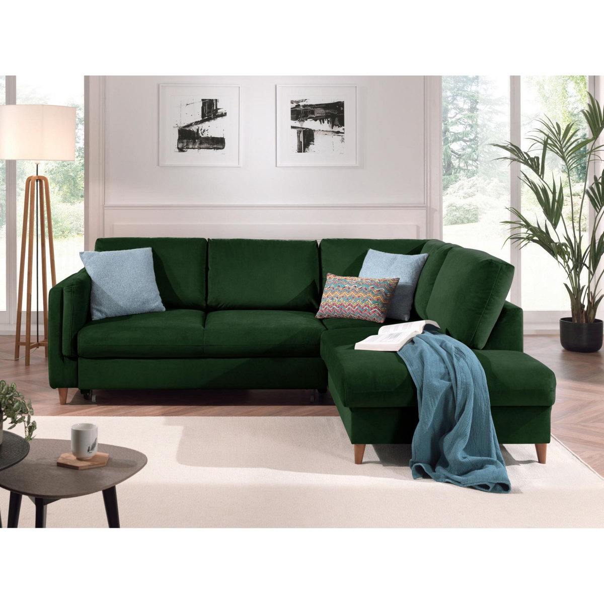 LISA DESIGN Brooke - canapé d'angle droit - convertible - 5 places - en velours