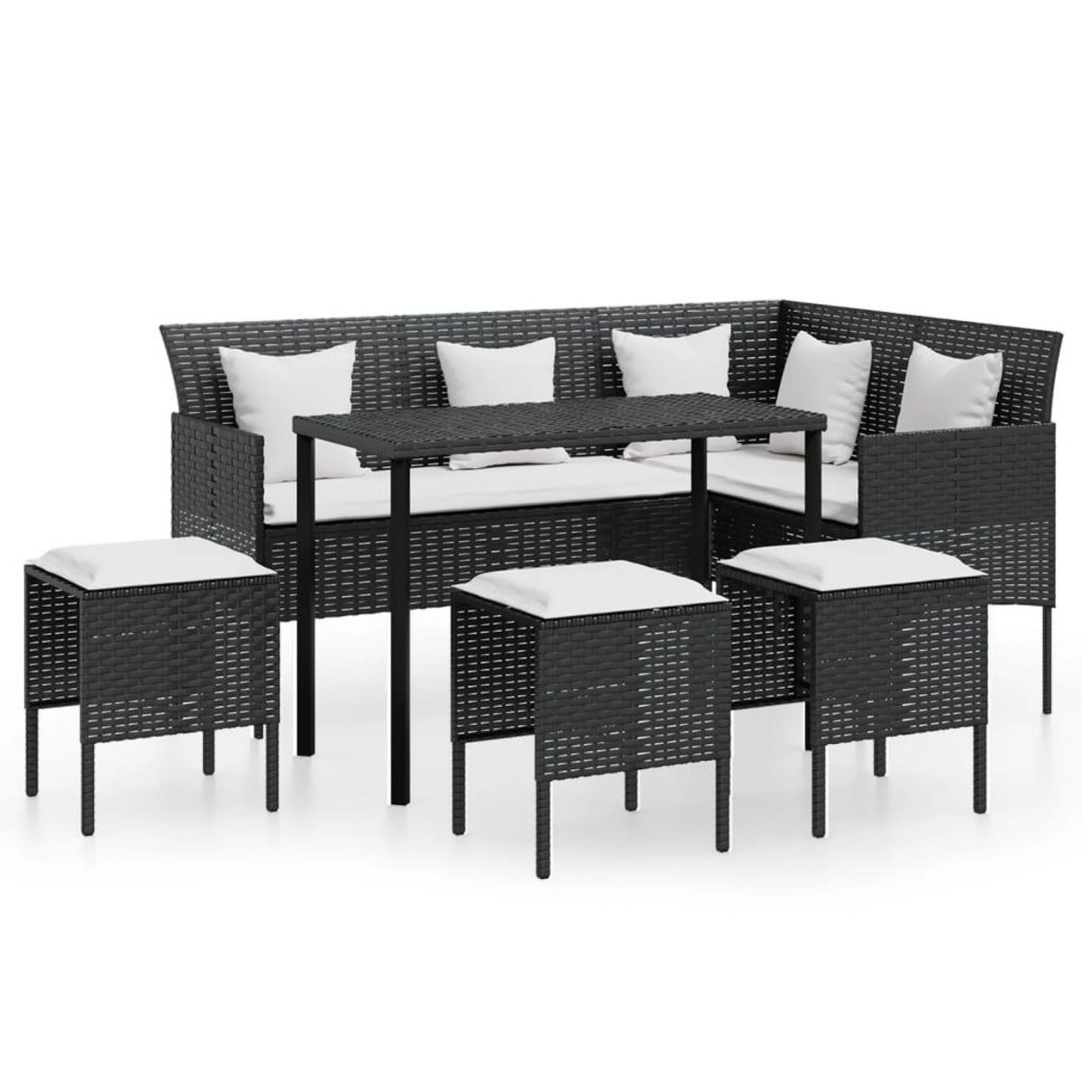 VIDAXL Ensemble de canapes en L 5pcs avec coussins resine tressee noir