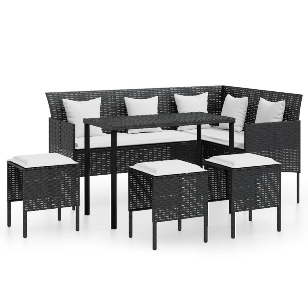 VIDAXL Ensemble de canapes en L 5pcs avec coussins resine tressee noir