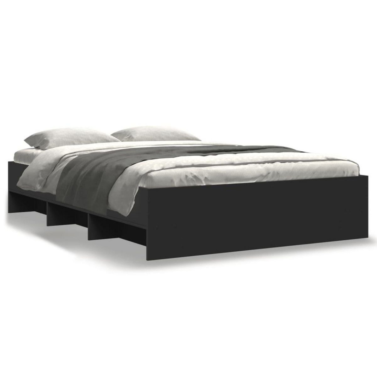 VIDAXL Cadre de lit sans matelas noir 140x200 cm bois d'ingenierie