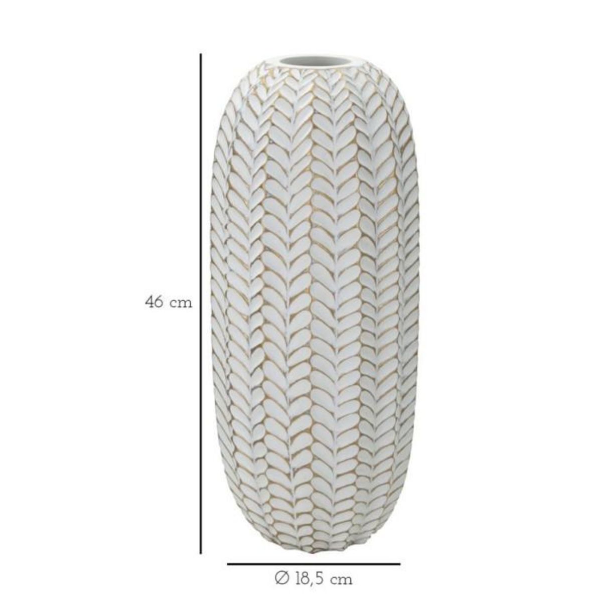 Paris Prix Vase Déco en Résine  Leaf  46cm Blanc