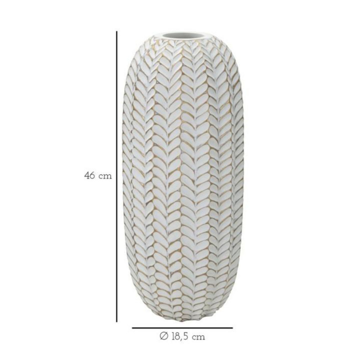 Paris Prix Vase Déco en Résine  Leaf  46cm Blanc