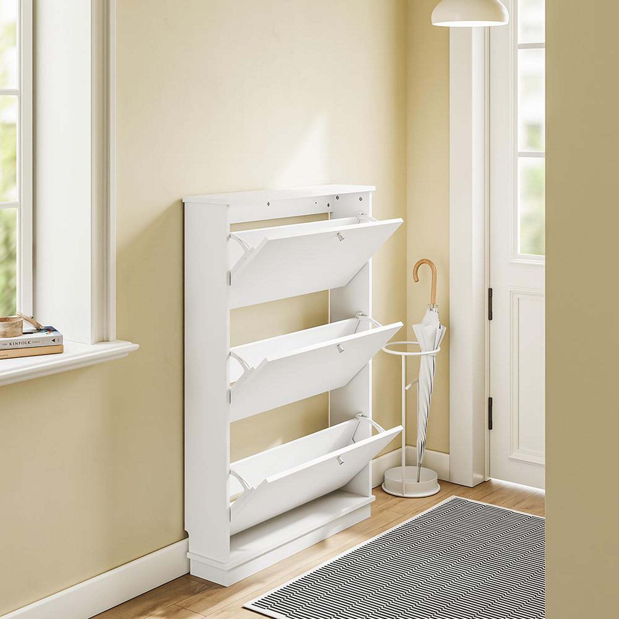 Voir la diapositive 5 : SOBUY Armoire à chaussures Blanc 76x18x113cm FSR215-W