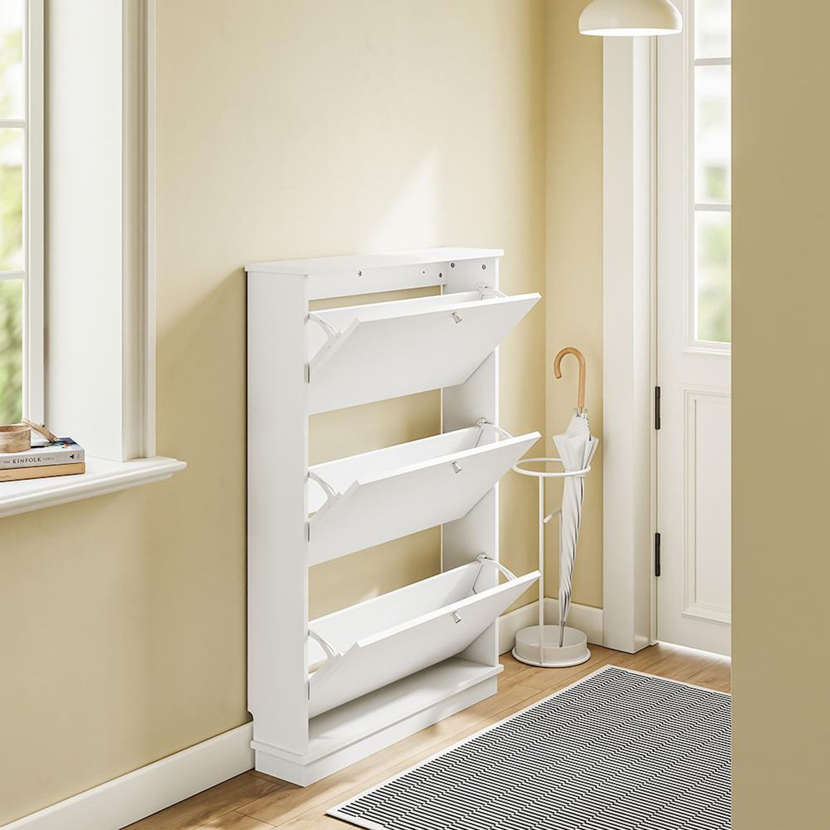 SOBUY Armoire à chaussures Blanc 76x18x113cm FSR215-W
