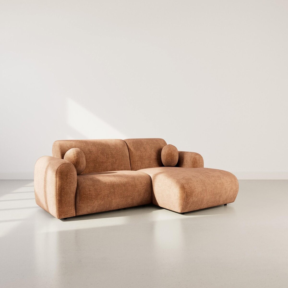 LISA DESIGN Louise - canapé d'angle droit 4 places en velours texturé