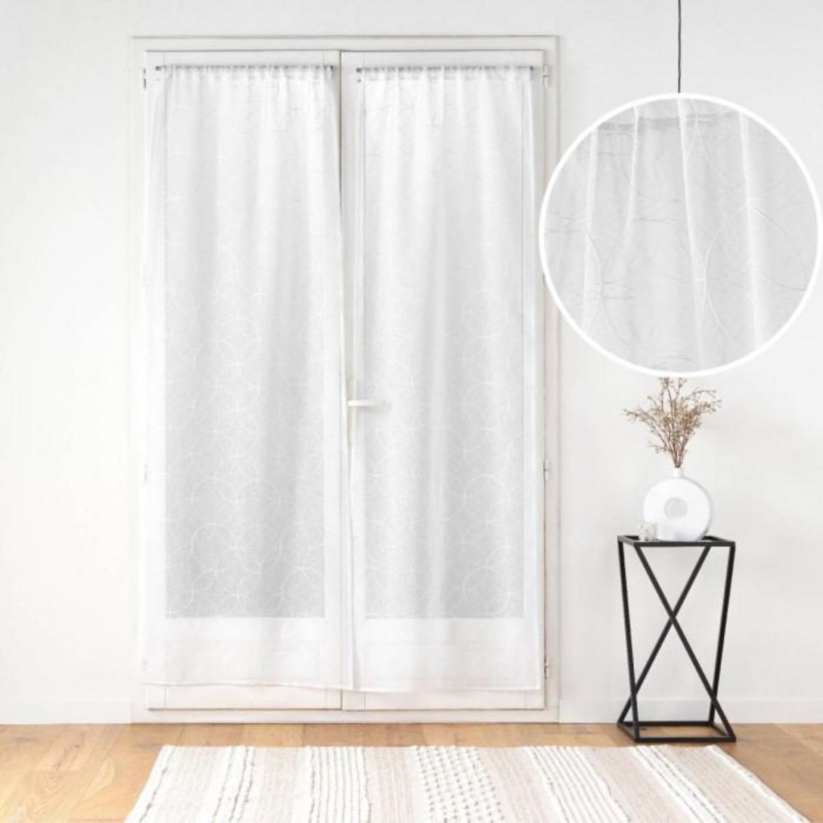 Paris Prix Paire de Voilages Passe-Tringle  Olympia  70x240cm Blanc