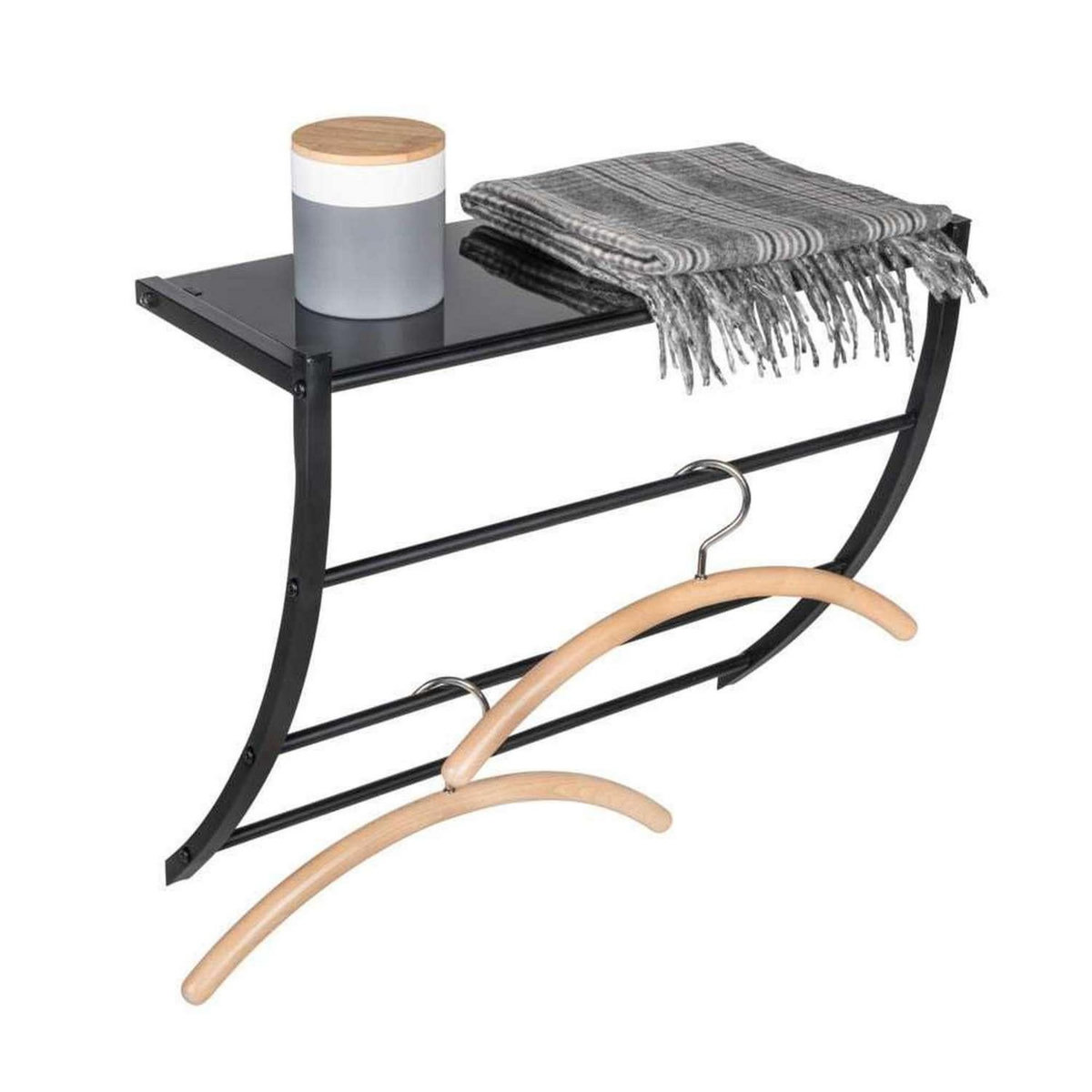 Wenko Étagère porte-serviettes avec tablette en verre - Noir