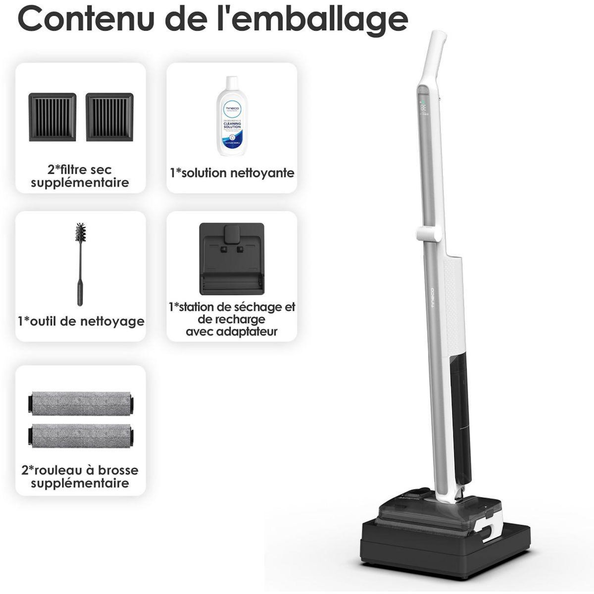 TINECO Aspirateur laveur Floor One I7 Fold Premium Blanc