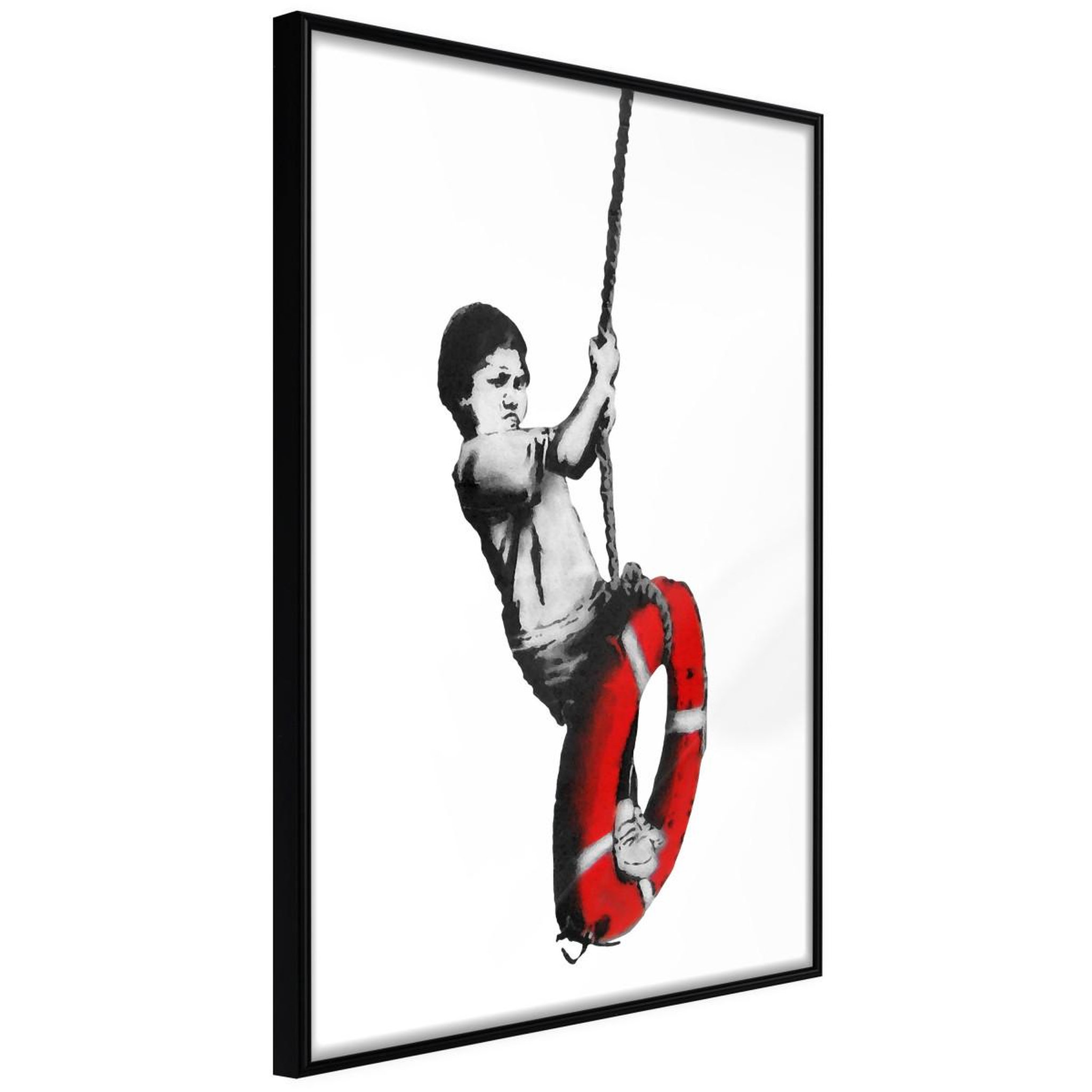 Paris Prix Affiche murale encadrée  banksy swinger. Coloris disponibles : Jaune, Noir