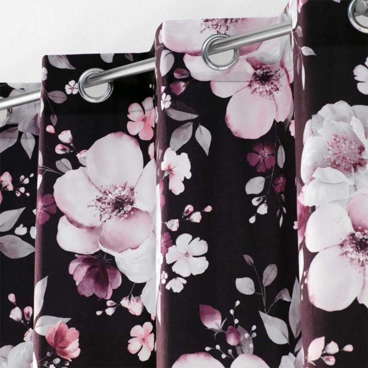 Paris Prix Rideau à Œillets  Velvet Flower  140x240cm Noir