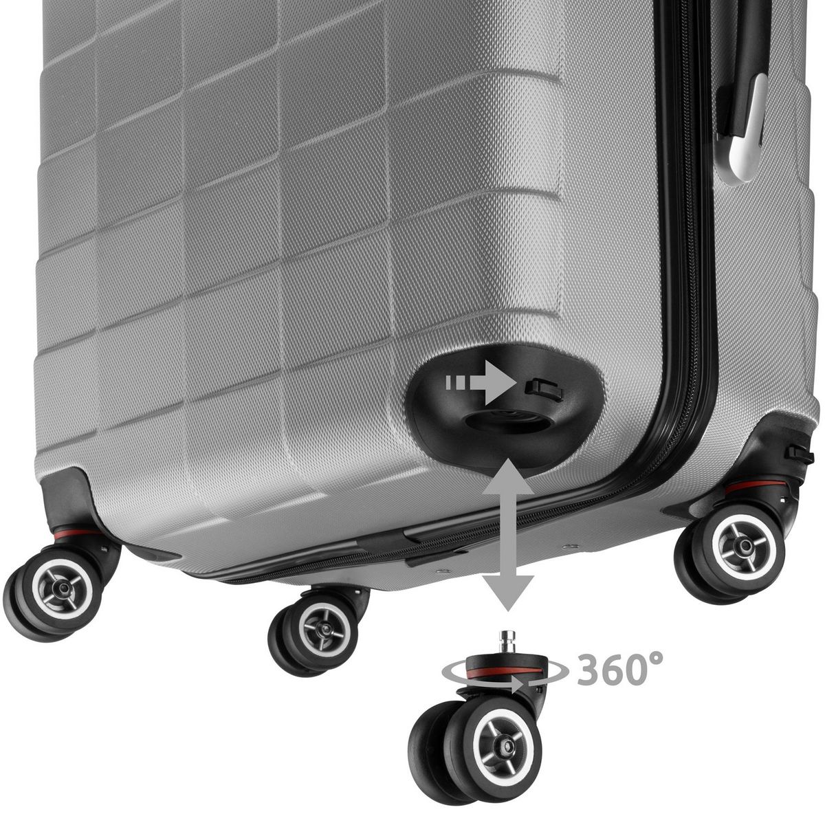 tectake Set de valises rigides 3 parties, en plastique ABS robuste argent