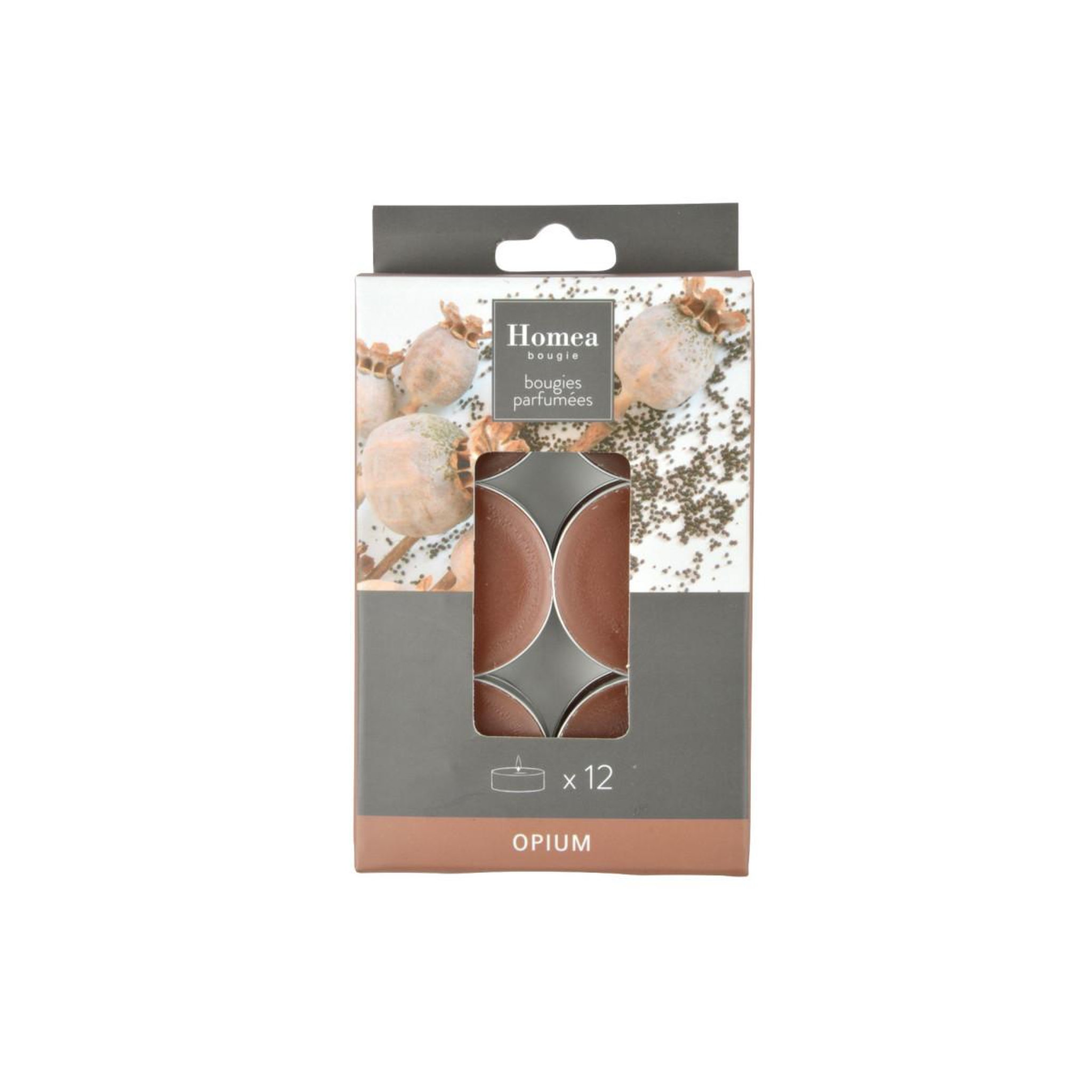 Voir la diapositive 3 : HOMEA Lot de 12 bougies chauffe-plat  essentiel ii  3,5cm opium