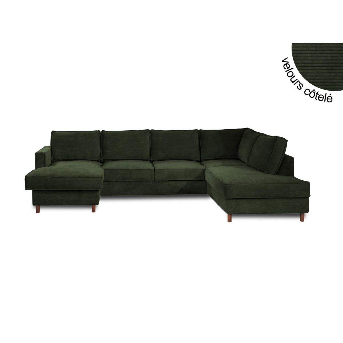 LISA DESIGN Jake - canapé panoramique d'angle droit - convertible avec coffre - 7 places - en velours côtelé