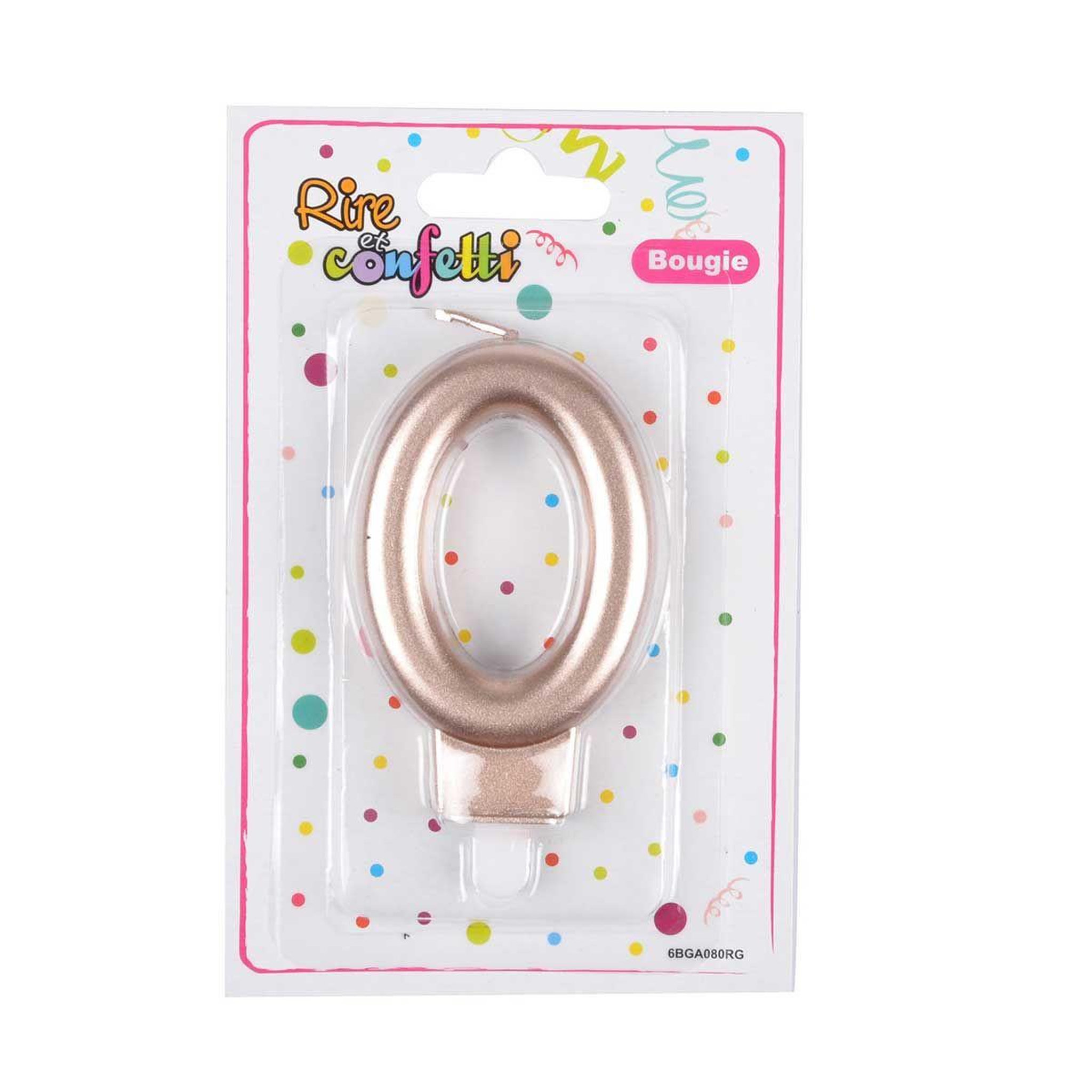 Voir la diapositive 2 : HOMEA Bougie d'anniversaire  chiffre 0  7cm rose gold