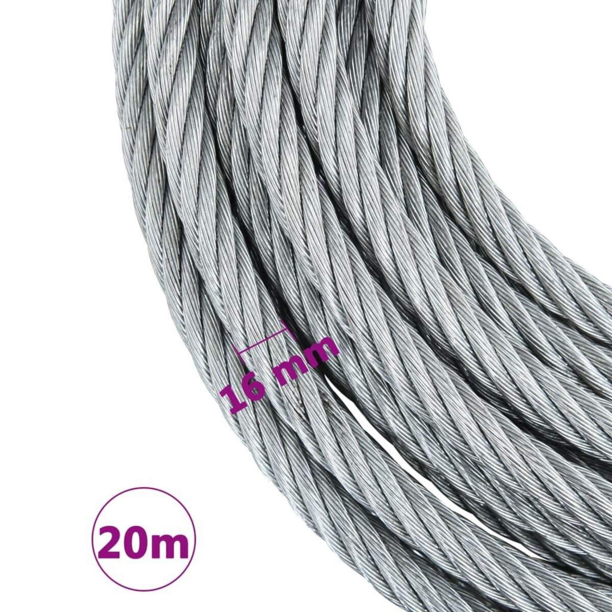 VIDAXL Cable metallique 3200 kg 20 m