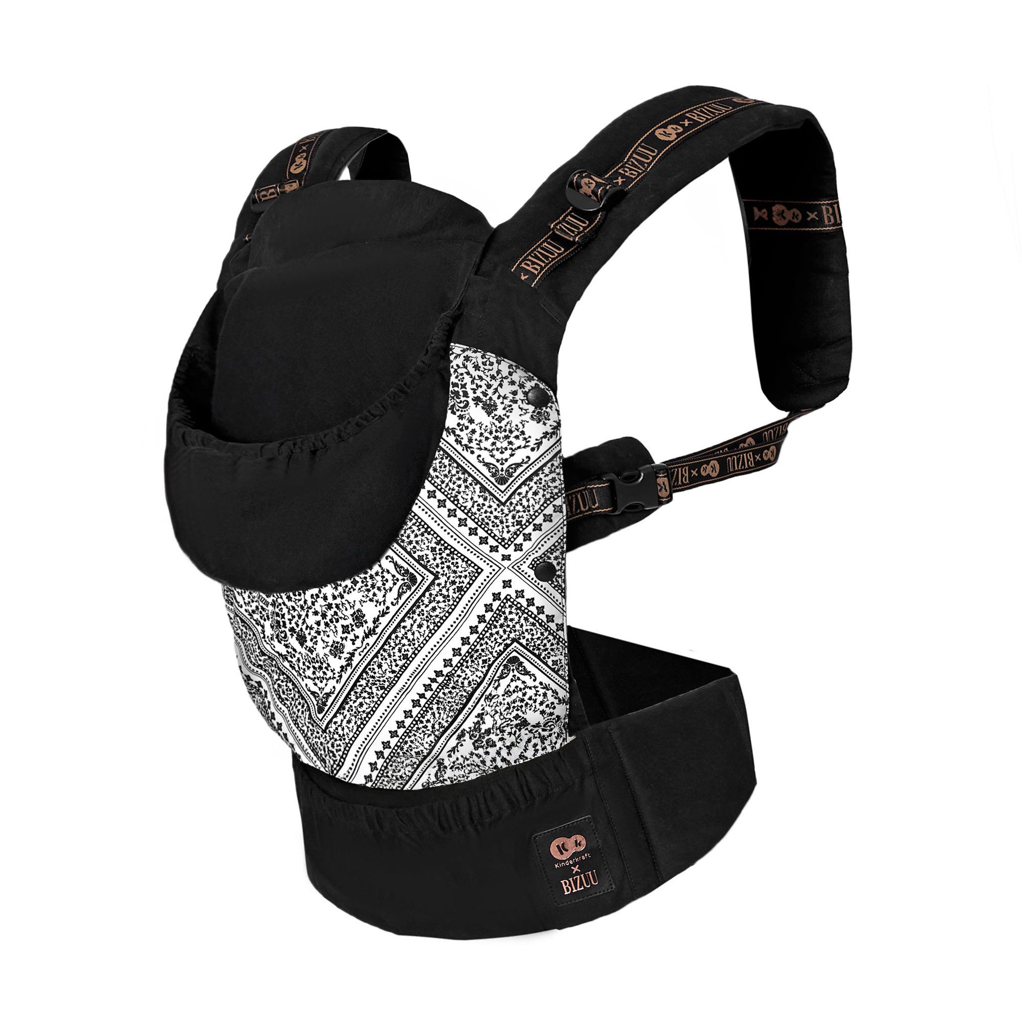 KINDERKRAFT Porte-bébé ergonomique réglable respirant. Coloris disponibles : Noir
