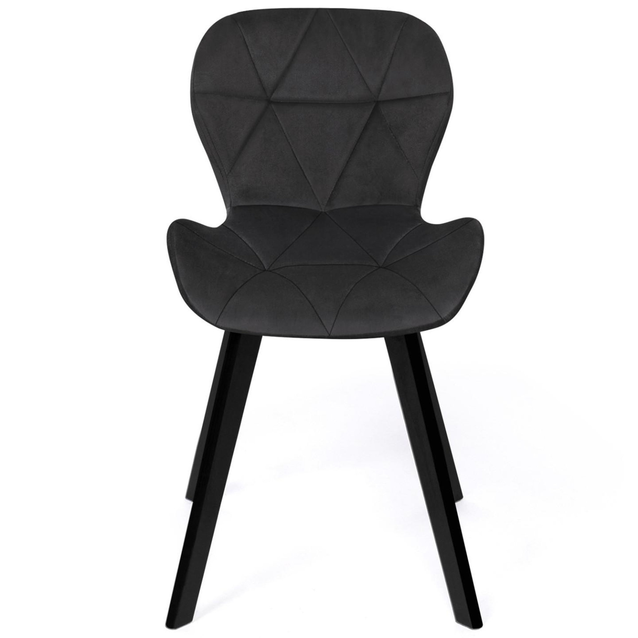 Voir la diapositive 4 : ID MARKET Lot de 4 chaises robine en velours noir pieds noirs